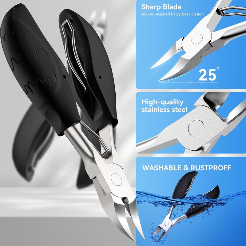 INXENG Toenail Clippers for Seniors Thick Toenails, Sharp Toe Nail Clippers Set for Men Women, Heavy Duty Fingernail Clipper Pedicure Tools for Feet, Professional Manicure and Pedicure Kit with Nail Scissors - Image 2